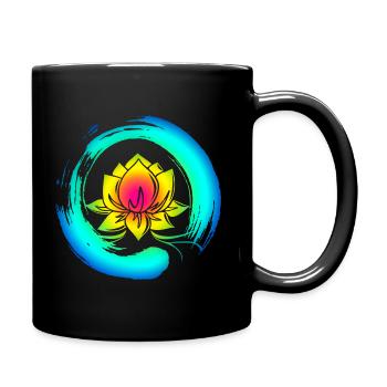 Enso Zen Circle Lotus Blossom Meditation Japan Yoga - Full Colour Mug - black - Right