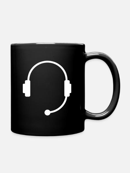 Kopfhörer Ohrhörer Headset Geschenk - Tasse einfarbig - Schwarz