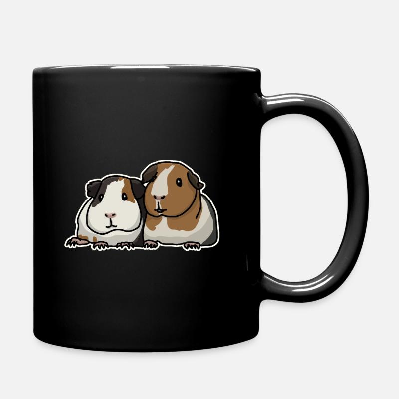Zwei Meerschweinchen, süß, Comic - Tasse einfarbig - Schwarz