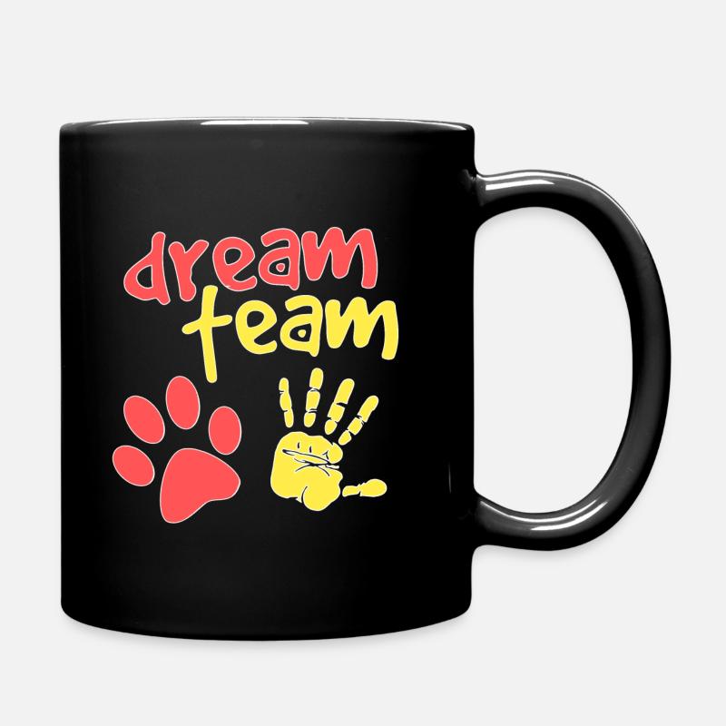 Dream Team Hand Hundpfote - Tasse einfarbig - Schwarz