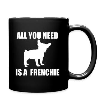 French Bulldog - Tasse einfarbig - Schwarz - Rechts