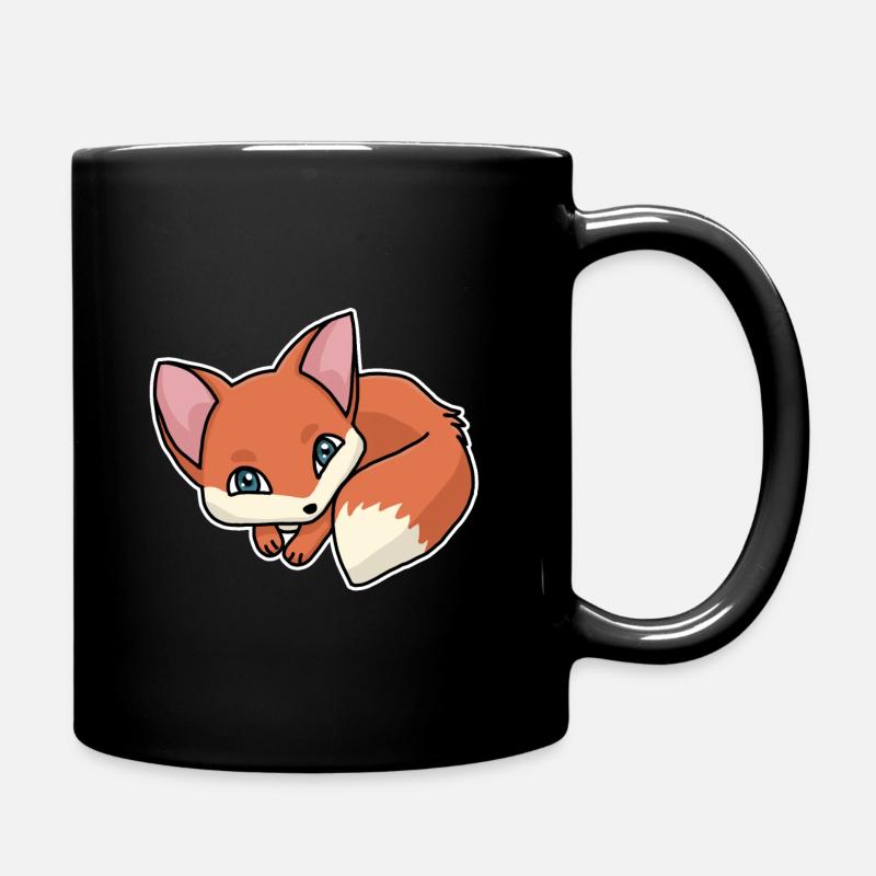 Renard, renard chiot, renard roux, bande dessinée, mignon - Mug uni - noir