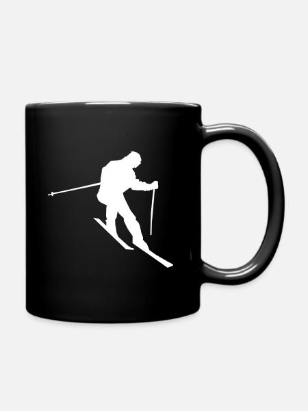 Skifahrer Silhouette - Tasse einfarbig - Schwarz