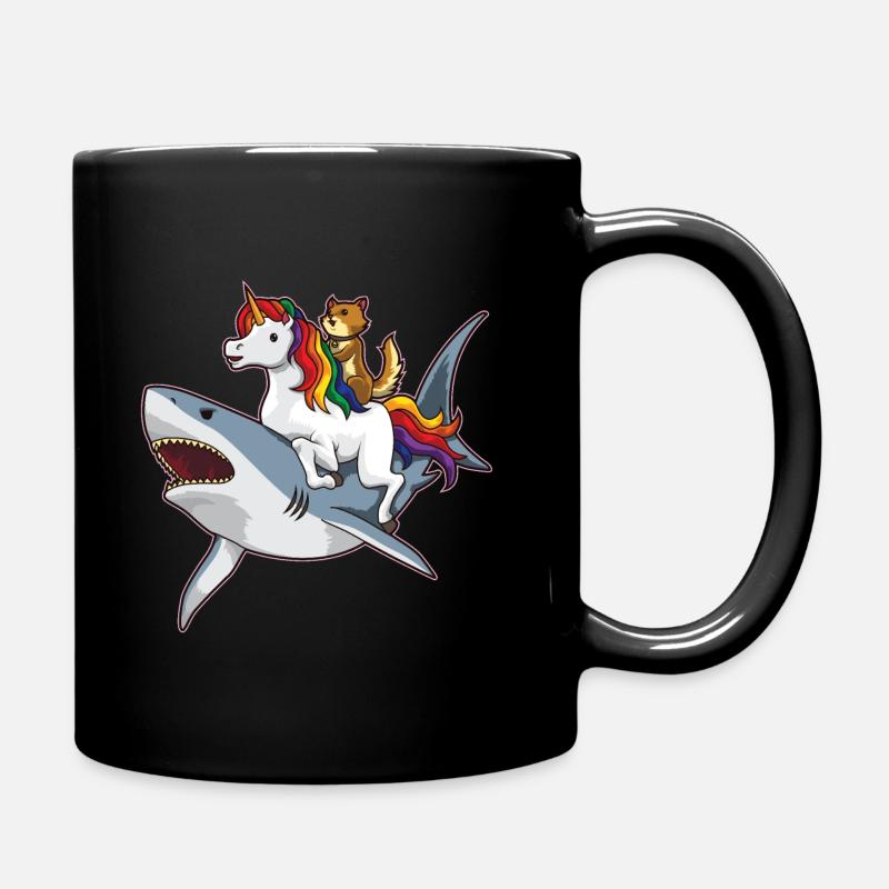 Hai Einhorn Katze - Wunderbare Freundschaft - Tasse einfarbig - Schwarz