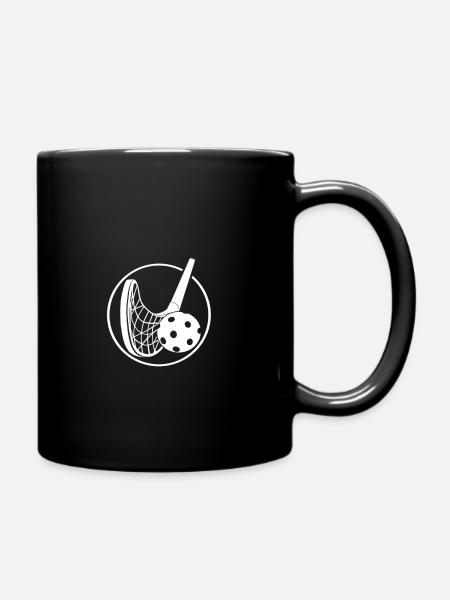 Floorball avec truelle sur une raquette pile - Mug uni - noir