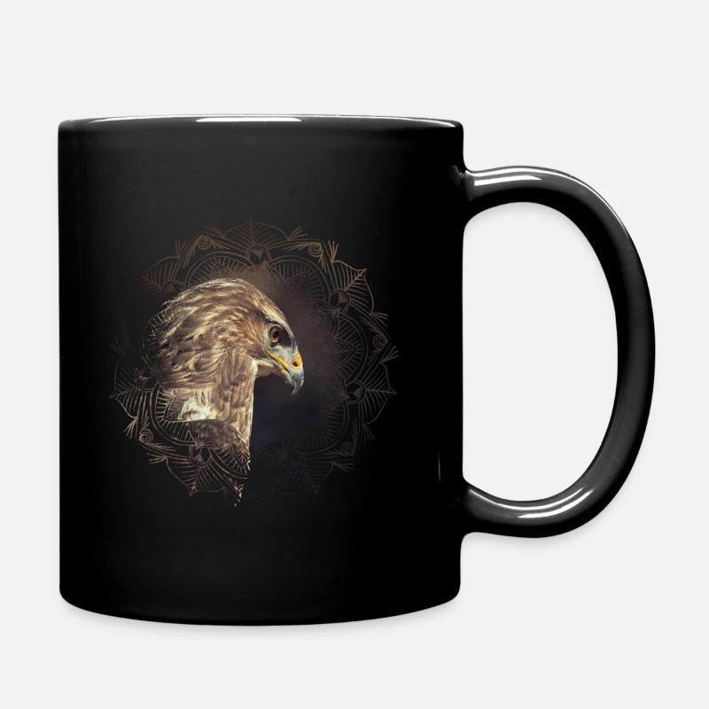 Buzzard Mandala - Full Colour Mug - black