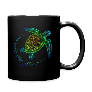 Sea Turtle Dot Art - go with the flow - rainbow - Tasse einfarbig - Schwarz - Rechts