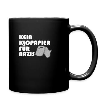 Kein Klopapier für Nazis - Tasse einfarbig - Schwarz - Rechts