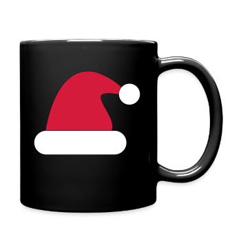 Weihnachtsmütze, Weihnachtsmannmütze - Tasse einfarbig - Schwarz - Rechts