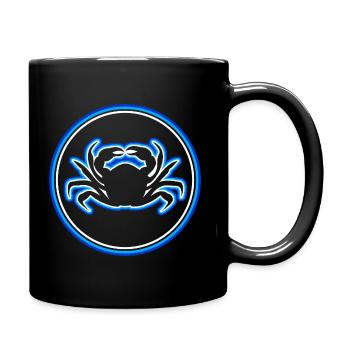 Elektrisches blaues Krabben-Symbol - Tasse einfarbig - Schwarz - Rechts