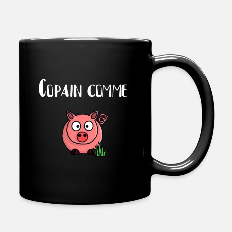 Copain comme cochon (typo blanche) - Mug uni - noir