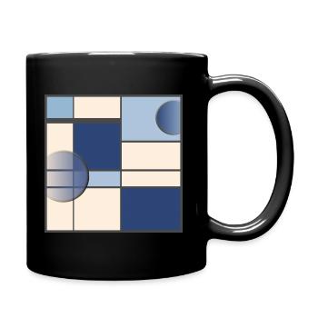 Mondrianstyle in Blau - Tasse einfarbig - Schwarz - Rechts