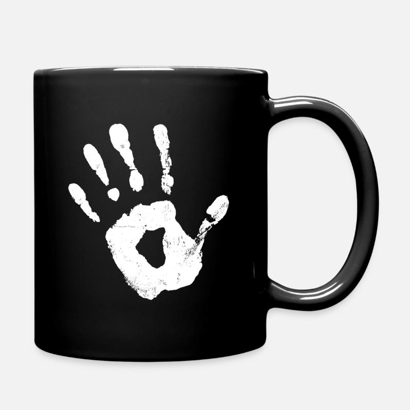 Empreinte de main (blanc) - Mug uni - noir