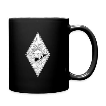 Sonnenaufgang mit Wellen & Meer - Tasse einfarbig - Schwarz - Rechts