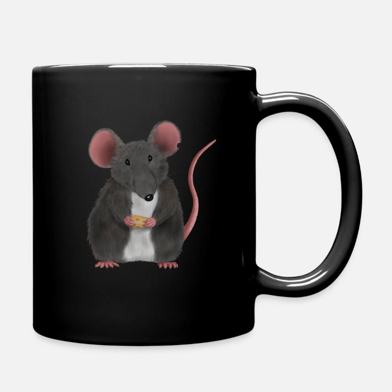 Kleine süße Maus oder Ratte - Tasse einfarbig - Schwarz
