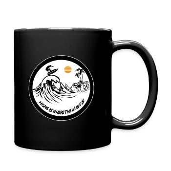 Home is where the waves surf surf surfing - Full Colour Mug - black - Right