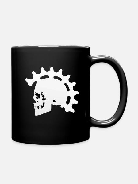 Bicycle, racing bike, MTB, men, skull, gift - Full Colour Mug - black