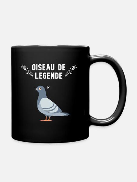 Oiseau de légende: le pigeon (typo blanche) - Mug uni - noir