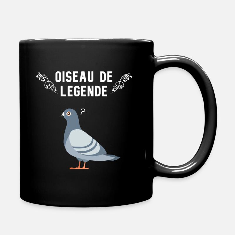 Oiseau de légende: le pigeon (typo blanche) - Mug uni - noir
