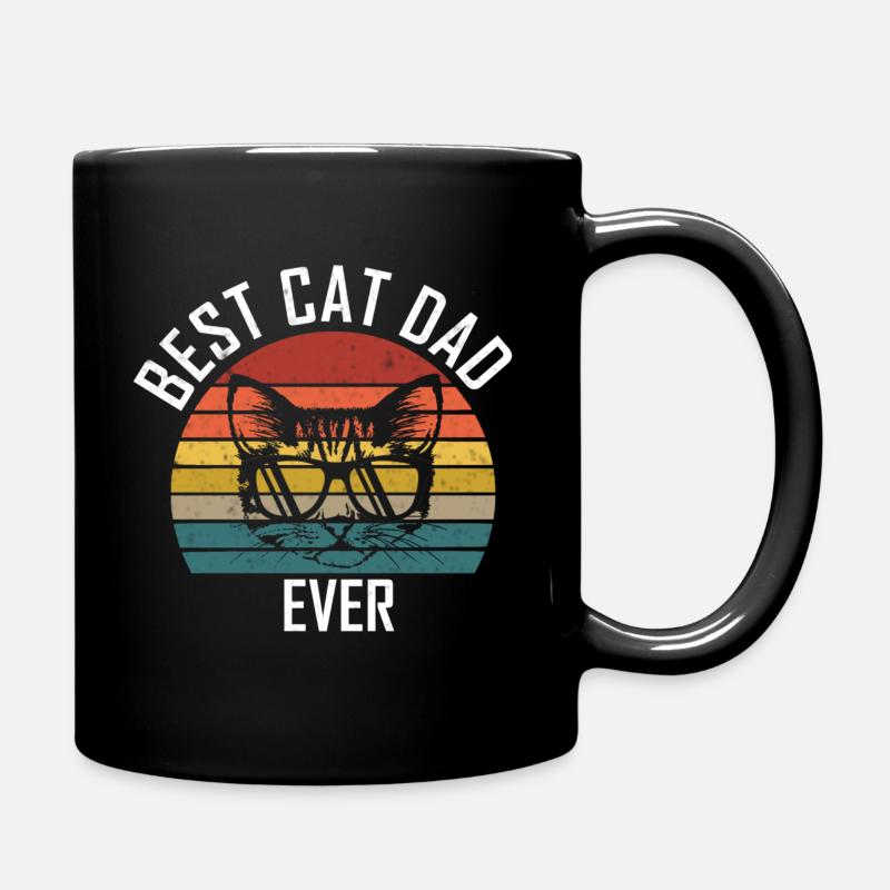Best cat dad Katzenmotiv retro Geschenk Katzenpapa - Tasse einfarbig - Schwarz
