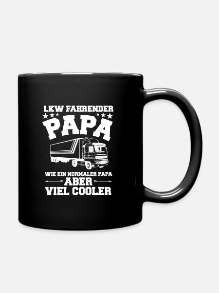 LKW fahrender Papa - Tasse einfarbig - Schwarz