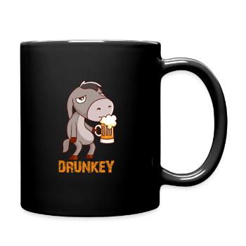 Drunkey witziger Esel mit Bier - Tasse einfarbig - Schwarz - Rechts