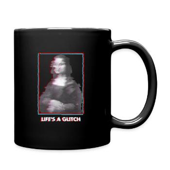 Glitch Vaporwave Mona Lisa - Full Colour Mug - black - Right