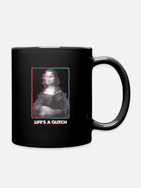 Glitch Vaporwave Mona Lisa - Mug uni - noir