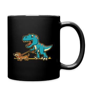 Dinosaur and Dachshund Dog Dino Pet Funny - Full Colour Mug - black - Right