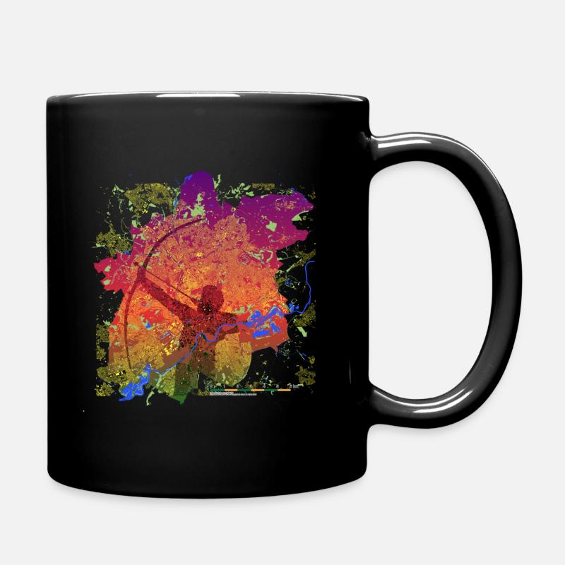 Robin Hood Over Midnight Nottingham - Full Colour Mug - black