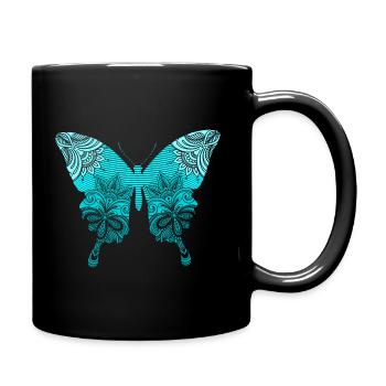 Blue Mandala Butterfly Butterfly - Full Colour Mug - black - Right
