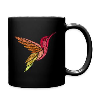 Kolibri Vogel Tier Mandala Vögel Design Kunst - Tasse einfarbig - Schwarz - Rechts