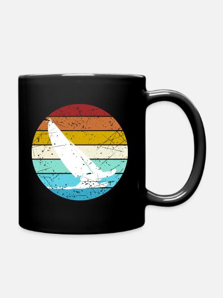 Retro Color Cat Sailing - Tasse einfarbig - Schwarz