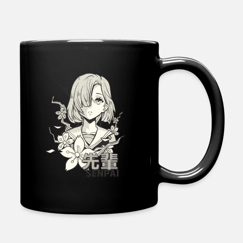 Anime Mädchen schwarz weiß - Tasse einfarbig - Schwarz