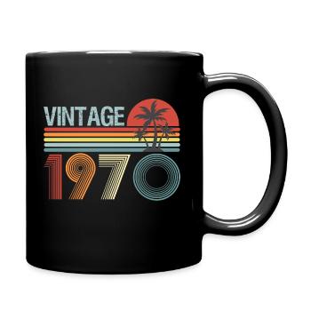Vintage 1970's 50 Years Birthday Gift T-Shirt - Full Colour Mug - black - Right