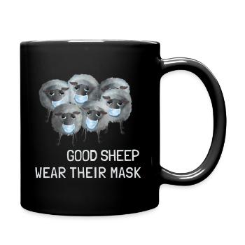 Süßes Schaf - Good sheep wear their mask - Tasse einfarbig - Schwarz - Rechts
