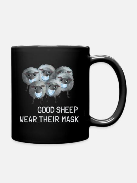 Sweet sheep - Good sheep wear their mask - Full Colour Mug - black