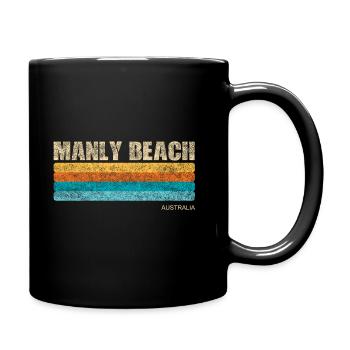 Manly Beach Australien Vintage Shirt - Tasse einfarbig - Schwarz - Rechts