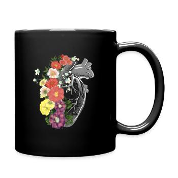 Coeur fleurs plantes organiques sain organe - Mug uni - noir - Droite