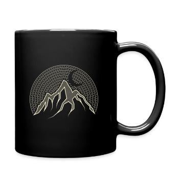 Abstract mountain camping illustration gift - Full Colour Mug - black - Right