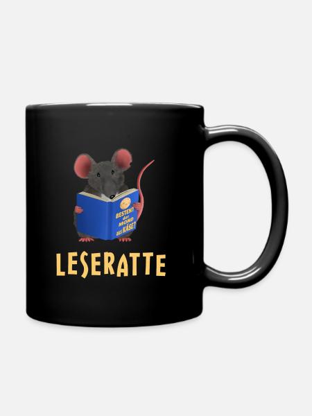 Leseratte / Bücherwurm - Tasse einfarbig - Schwarz