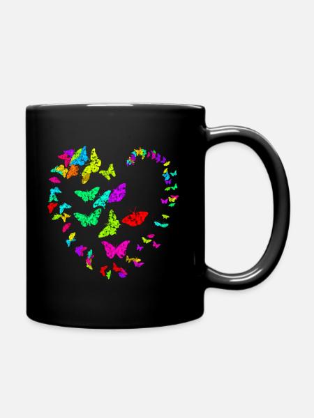 Herz aus Schmetterlingen - metallic - Tasse einfarbig - Schwarz