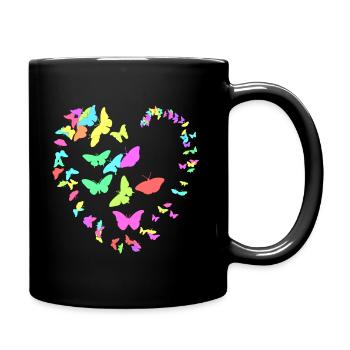 Heart made of butterflies - uni - Full Colour Mug - black - Right