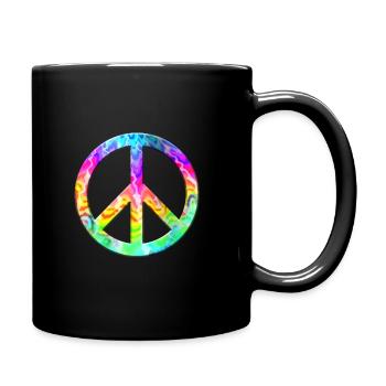 Flower Power Peace Hippie Love 60s 70s Peace colorful - Full Colour Mug - black - Right