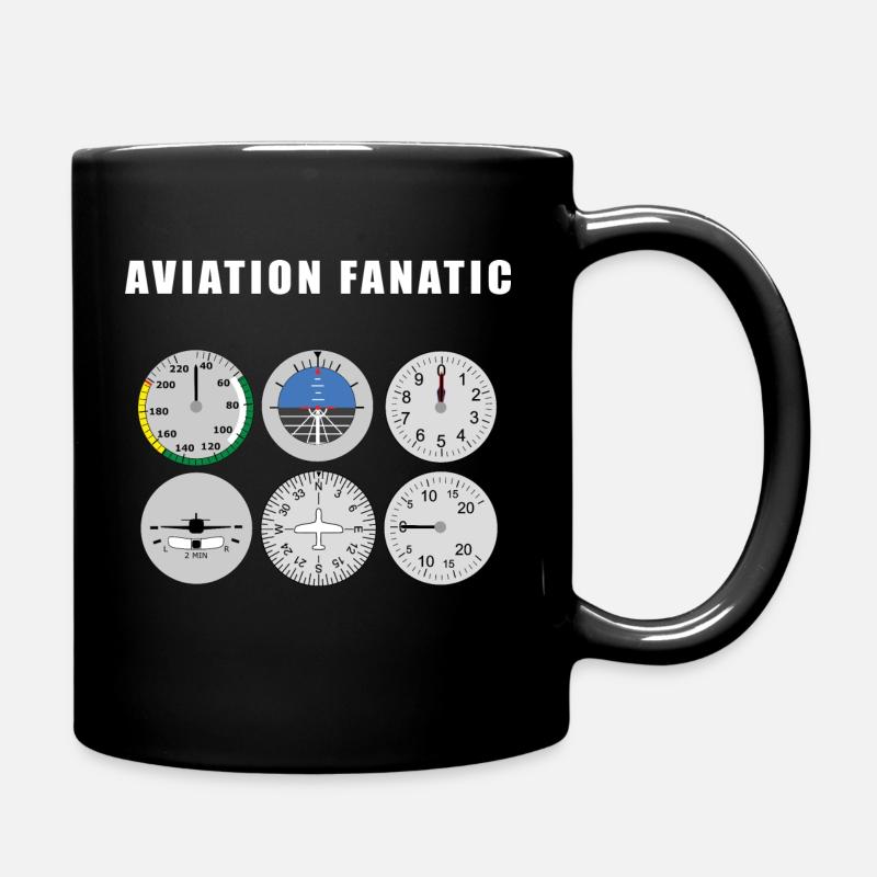 Aviation fanatic - Full Colour Mug - black