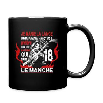 t shirt pompier lance,humour,drôle,couple - Mug uni - noir - Droite