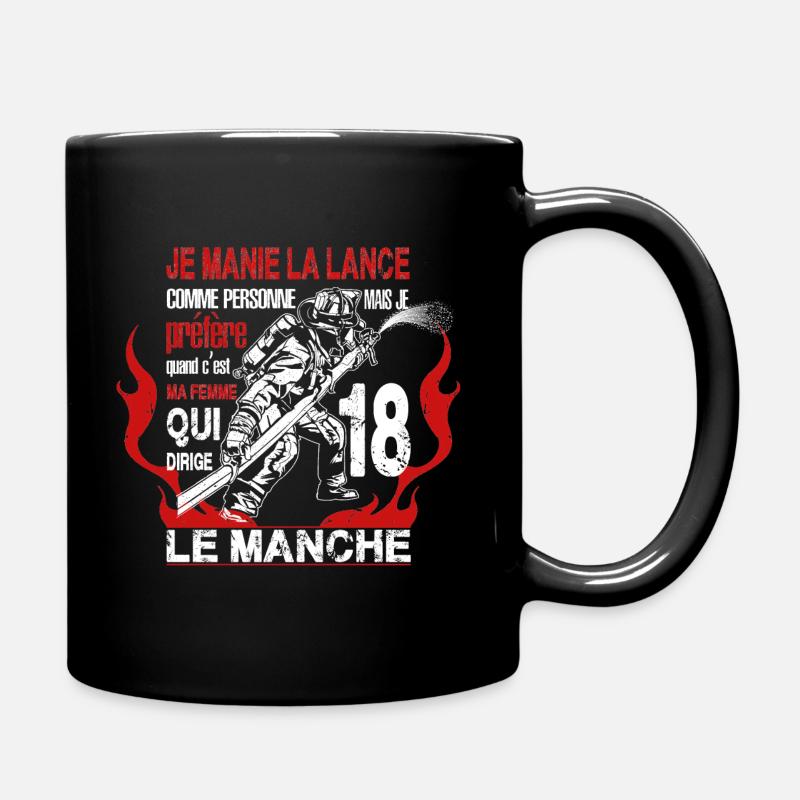 t shirt pompier lance,humour,drôle,couple - Mug uni - noir