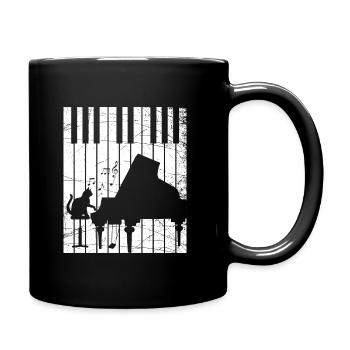 Musique chat musique chaton piano piano à queue - Mug uni - noir - Droite