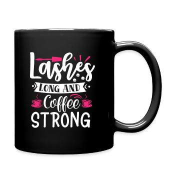 Wimpern lang und Kaffee starke Make-up-Schönheit - Tasse einfarbig - Schwarz - Rechts