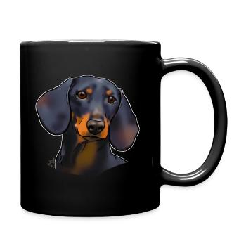 Dachshund black and tan (without text) dark textiles - Full Colour Mug - black - Right